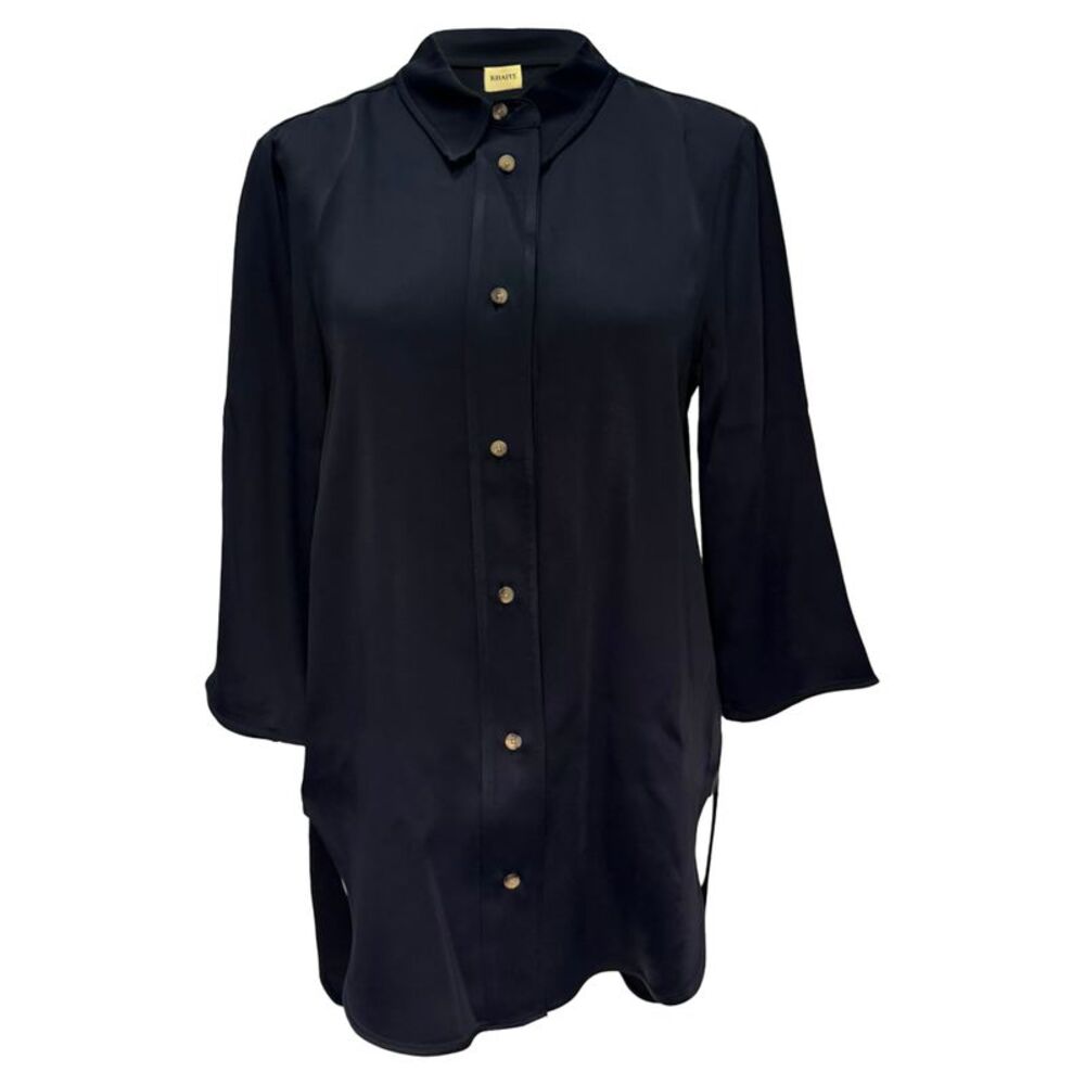 Khaite Button-Down Shirt in Navy Blue Acetate